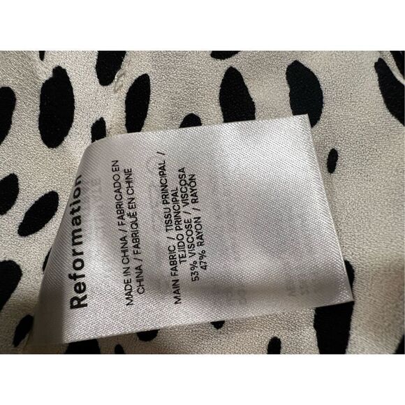 Reformation Women's Cream Black Cheetah Print Ellora Top Size 0 NWOT - Picture 6 of 7